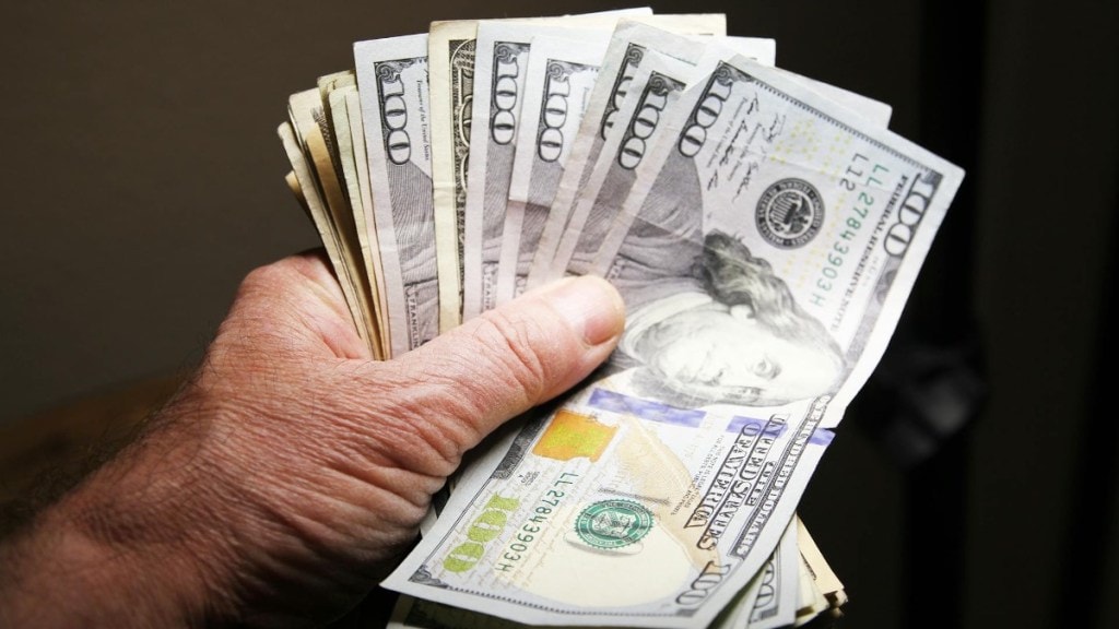 A handful of money.