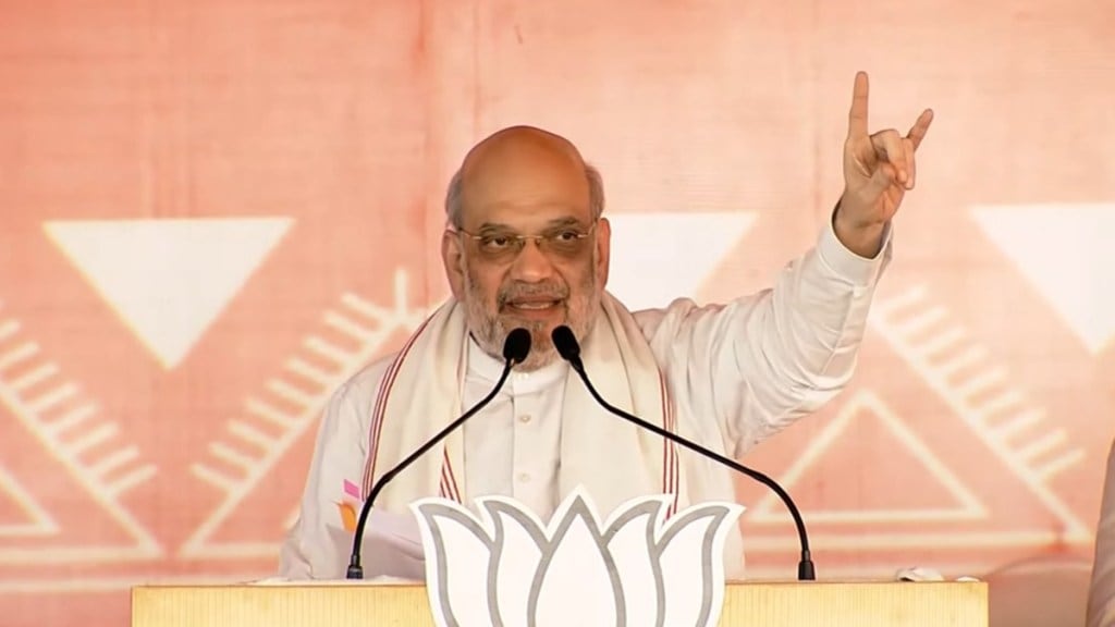 Union Minister Amit Shah during an election rally in Seraikela, Jharkhand.
