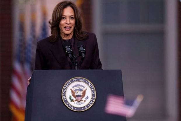 Democratic presidential nominee U.S. Vice President Kamala Harris delivers remarks, conceding 2024 U.S. Presidential Election to President-elect Donald Trump, at Howard University in Washington, U.S., November 6, 2024. (REUTERS/Hannah McKay)