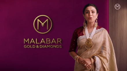 The campaign features scenes of Parekh wearing a variety of Malabar jewellery designs