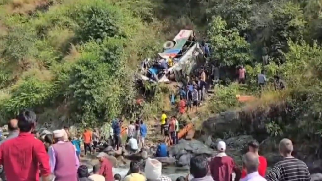 The bus was going from Pauri to Ramnagar when the accident took place at Marchula in Almora. The bus was going from Pauri to Ramnagar when the accident took place at Marchula in Almora.