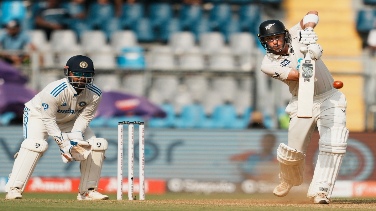 New Zealand's Will Young plays a shot on the second day of the third test cricket match between India and New Zealand, at the Wankhede Stadium, in Mumbai, Saturday PTI New Zealand's Will Young plays a shot on the second day of the third test cricket match between India and New Zealand, at the Wankhede Stadium, in Mumbai, Saturday PTI