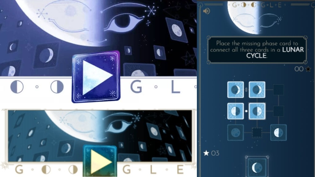 Google celebrates the half moon with interactive doodle and cosmic lunar card game