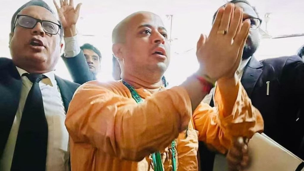 Chinmoy Krishna Das, a hindu monk receives no relief from Bangladesh sessions court on Tuesday. (Image Source: X/Twitter)