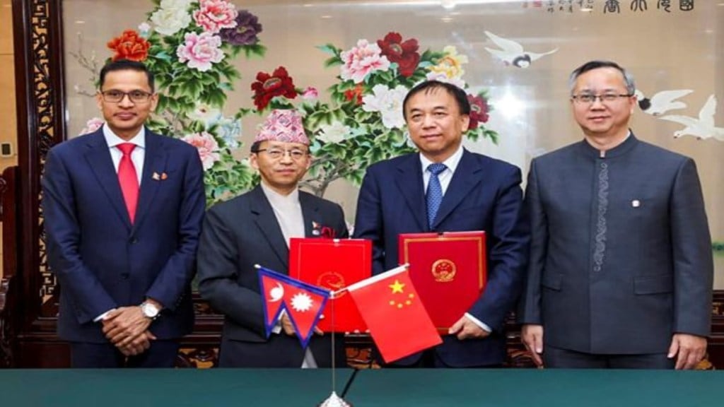 Representatives from Nepal and China have sign the much-awaited Belt and Road Initiative (BRI) Cooperation Framework in Beijing, China, Wednesday, Dec. 4, 2024. (PTI Photo)