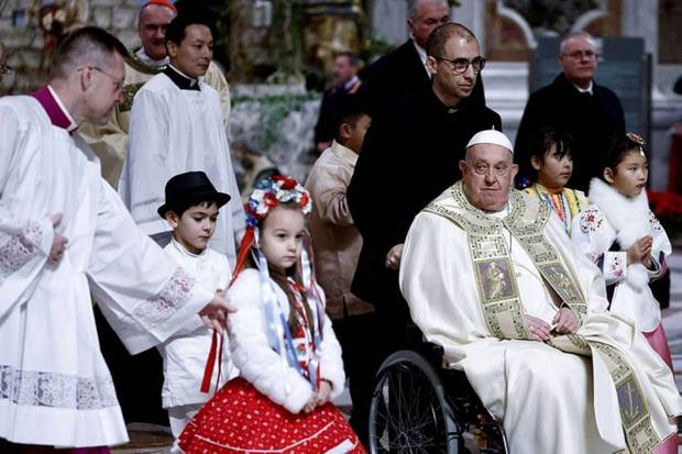 In this photo provided by Vatican Media, Pope Francis presides over the Christmas Eve Mass in St. Peter's Basilica at The Vatican. (Photo source: AP/PTI)