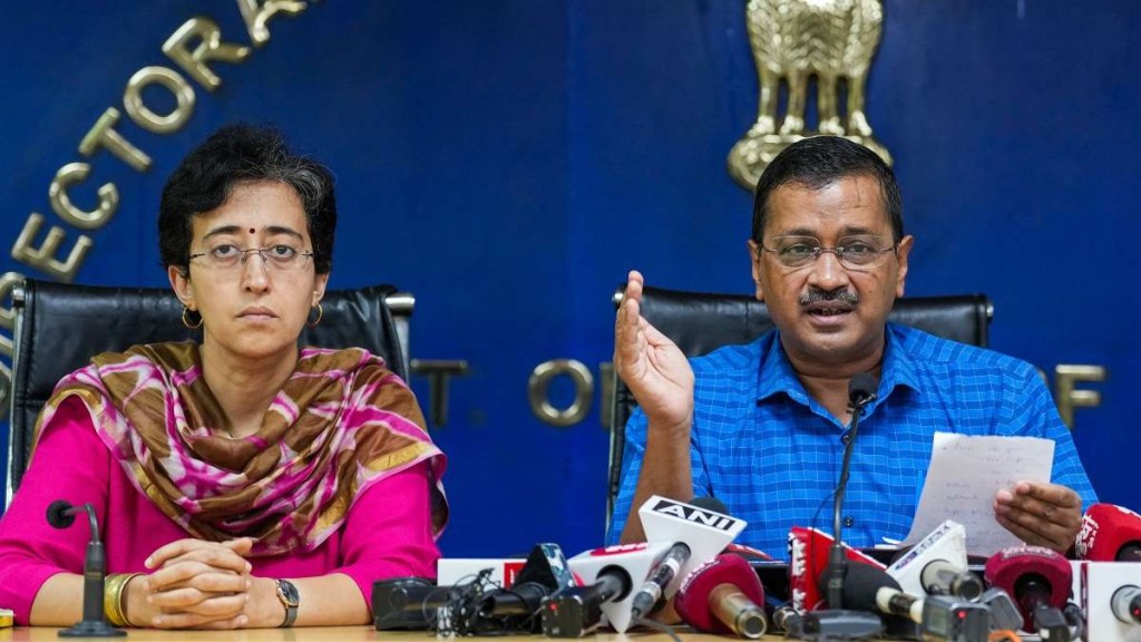 Delhi Assembly Elections 2025 Live Updates: Delhi Chief Minister Atishi with AAP chief and ex-CM Arvind Kejriwal.