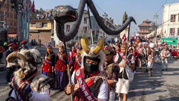 Kathmandu: Members of the Gurung community dance in traditional attire during a parade to celebrate Tamu Loshar, their New Year, in Kathmandu, Nepal. (AP/PTI)