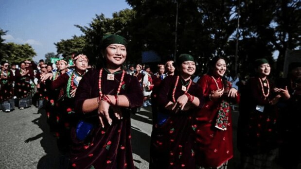 Kathmandu: Participants in traditional attire join a parade celebrating Tamu Lhosar, the Gurung community’s New Year festival, in Kathmandu, Nepal. (REUTERS)