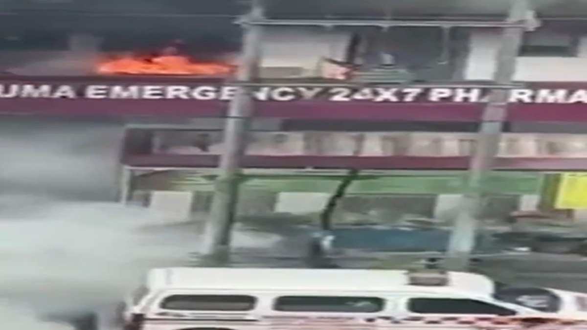 Fire at a hospital in Greater Noida. (PTI/Screengrab)
