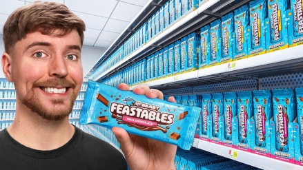 Mr Beast with his product line. Mr Beast with his product line.
