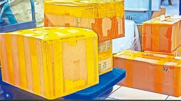 Packages ready to be delivered in Opera of Trade and Commerce indicate a consumerist society
