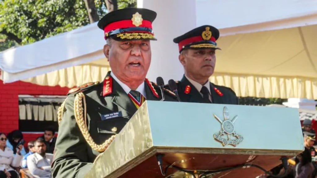 Nepal Army Chief General Ashok Raj Singdel speaks during the Passing out Parade of Indian Military Academy in Dehradun. (Image Source PTI)