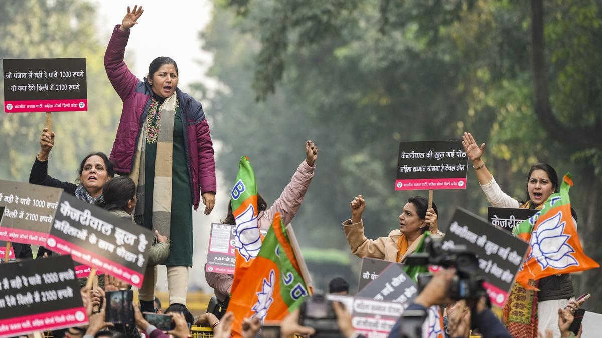 AAP, BJP, Delhi scheme, Mahila Morcha, Mukhya Mantri Mahila Samman Yojana, Punjab Assembly AAP, BJP, Delhi scheme, Mahila Morcha, Mukhya Mantri Mahila Samman Yojana, Punjab Assembly