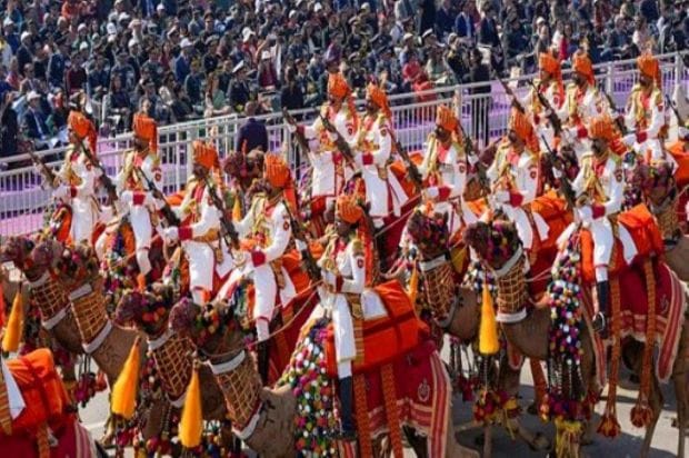 BSF's camel contingent marches past during the 76th Republic Day parade at Kartavya Path in New Delhi on Sunday, January 26, 2025. (Image Source: PTI)
