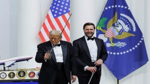 US president Donald Trump dances with sword in hand at inaugural ball ceremony, netizens react. (Image Source: Reuters)
