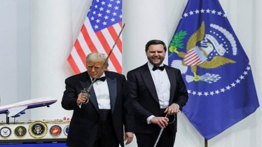 US president Donald Trump dances with sword in hand at inaugural ball ceremony, netizens react. (Image Source: Reuters)