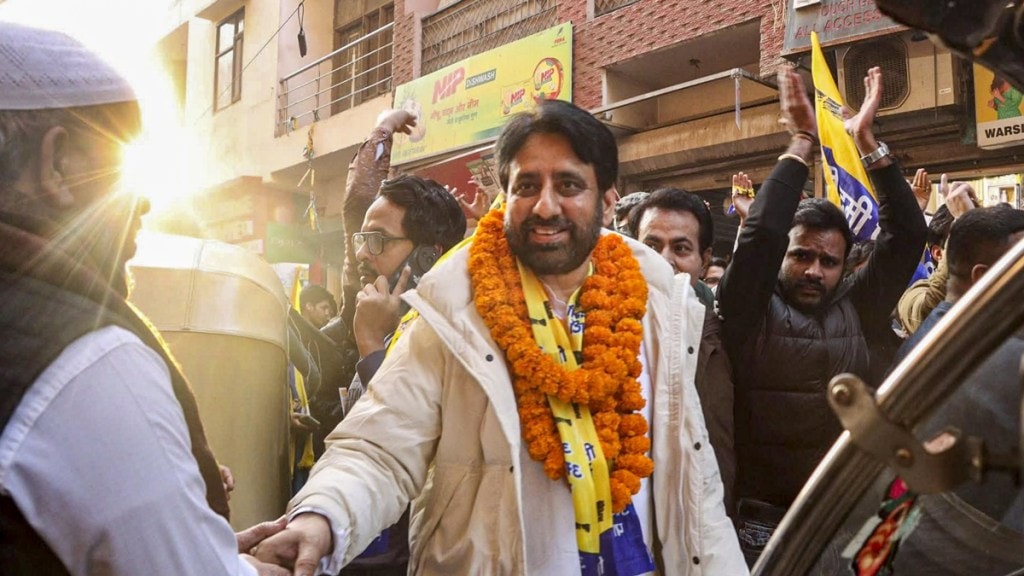 AAP candidate Amanatullah Khan during a rally ahead of the Delhi Assembly polls, in New Delhi. (@KhanAmanatullah on X