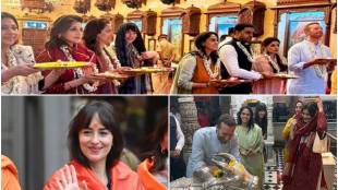 Chris Martin Dakota Johnson temple visit in india pics