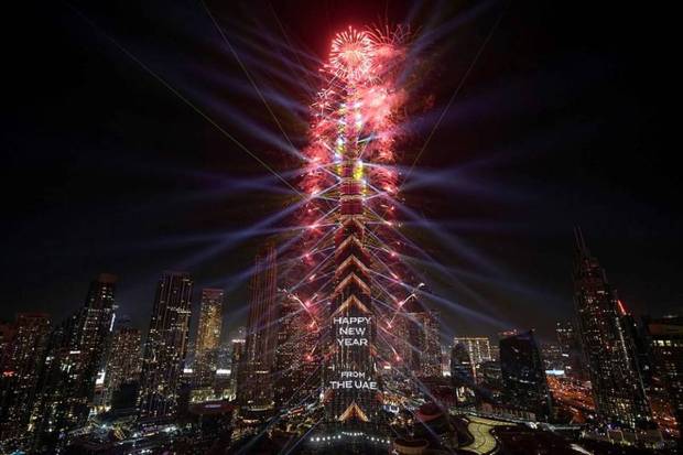 Fireworks explode at the Burj Khalifa, the world's tallest building, during the New Year's Eve celebration, in Dubai, United Arab Emirates, Wednesday, Jan. 1, 2025. (Photo source: AP)