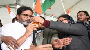 Jan Suraaj chief Prashant Kishor ends his fast unto death over BPSC question paper leak allegations, in Patna, Thursday, Jan. 16, 2025. (PTI Photo)