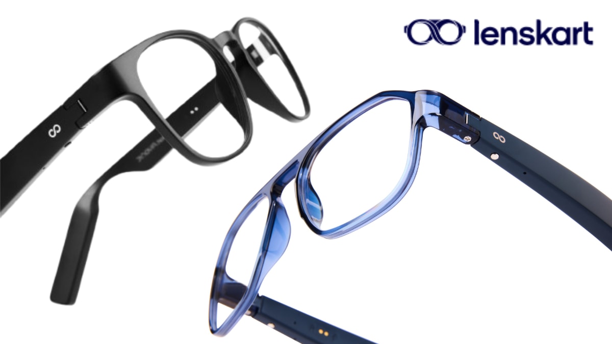 The eyewear comes in two designs, Navigator and Hustlr, with colour options including Shiny Blue and Matte Black.