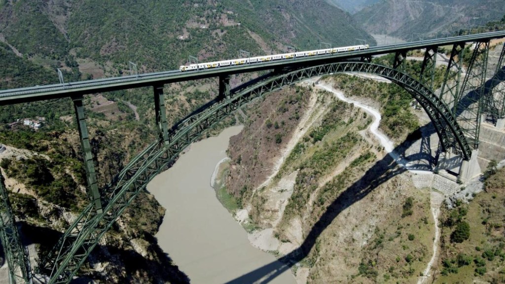 Indian Railways conducts trial run on Katra-Banihal section, featuring world's highest rail bridge