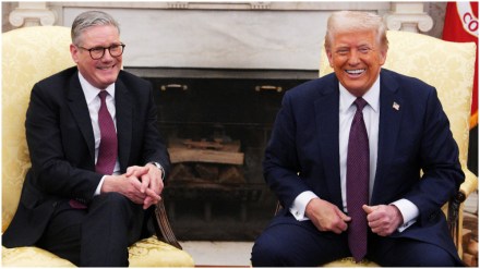 US President Donald Trump meets with British Prime Minister Keir Starmer at the White House.