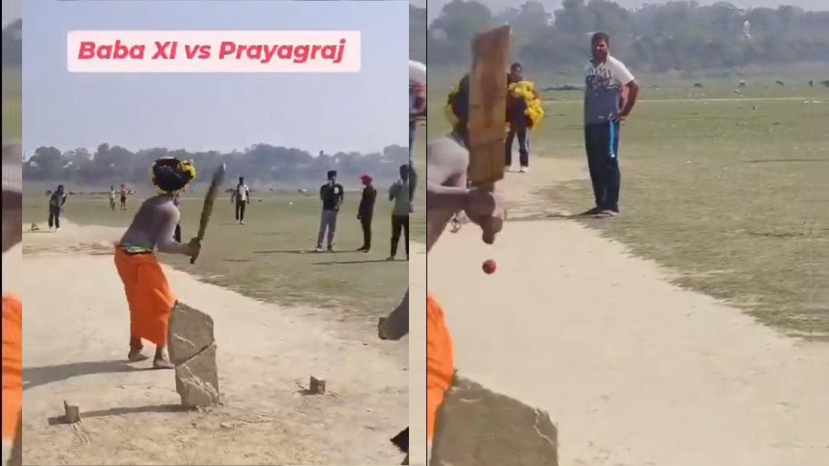 Clad in traditional attire, the babas can be seen effortlessly hitting the ball for sixes and fours.
