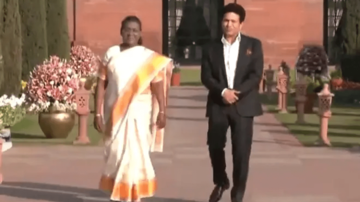Sachin Tendulkar, President Droupadi Murmu Sachin Tendulkar, President Droupadi Murmu