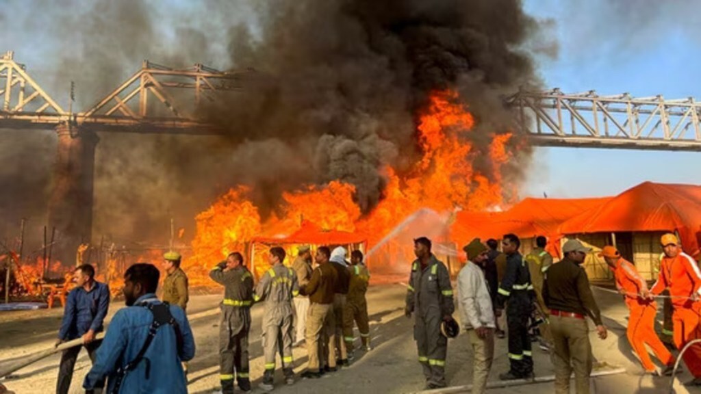 A fire broke out at the storeroom of a camp in the Maha Kumbh Mela area on Saturday evening/ Representational Photo. (Image Source: PTI)