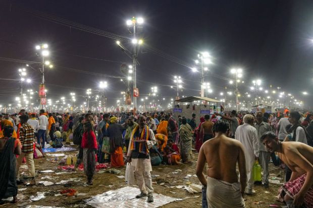 The rush was seen on the eve on Tuesday with over-crowded transport as nearly 73 lakh people are expected to take a snan at the Maghi Purnima. (Image: PTI)