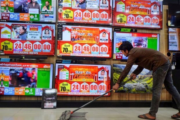 On February 8, the counting began at 8 am. As voters, candidates and residents eagerly awaited the results, they were not that different from the exit polls. BJP nearly crossed the majority mark at 11am just before the Round 3 of counting. (Image: PTI)