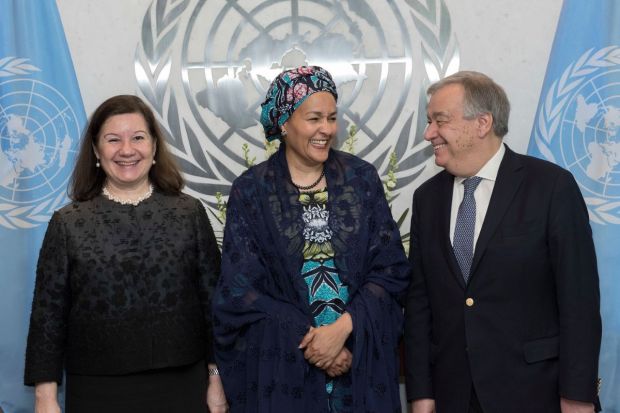 Secretary-General António Guterres swore in Deputy Secretary-General Amina J. Mohammed in 2017 (Image: UN Photo)