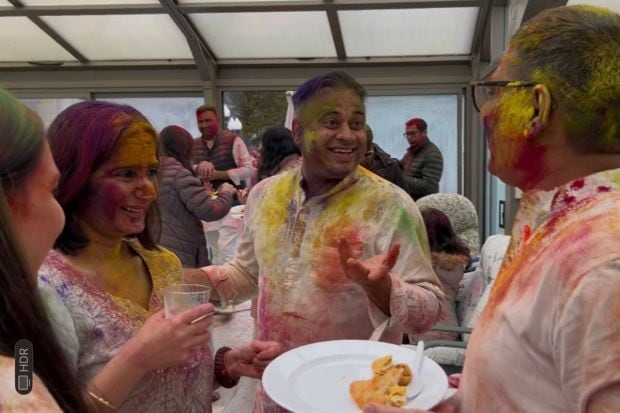 The Indian community in New Jersey shared an intimate Holi celebration with their families. They 