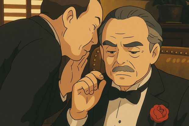 A cult-favoruite, Godfather series, was also under the Studio Ghibli lens as users shared this iconic scene from the film on social media. (Image: X)