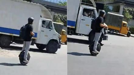 bengaluru viral video, unicycle in banglore, banglore traffic, traffic in bengaluru, trending news, viral video