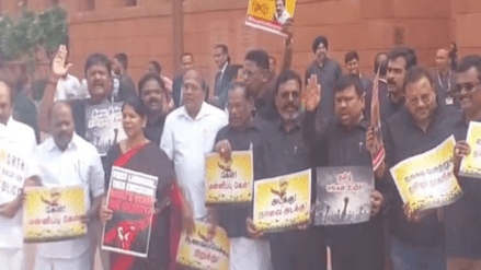 DMK protests in Parliament over NEP, Three-Language Policy; War of words With Union Minister Dharmendra Pradhan DMK protests in Parliament over NEP, Three-Language Policy; War of words With Union Minister Dharmendra Pradhan