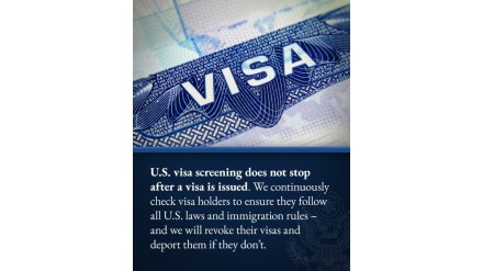 ”Screening does not stop after a visa is issued” says US Department of State amid elderly Indians' citizenship status. (Image Source: X/@StateDept) ”Screening does not stop after a visa is issued” says US Department of State amid elderly Indians' citizenship status. (Image Source: X/@StateDept)