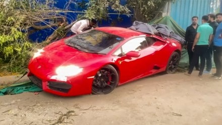 lamborghini, lamborghini huracan, mridul tiwari, youtuber, influencer, noida, noida accident, road accident, car crash, lamborghini accident, lamborghini crash, noida lamborghini