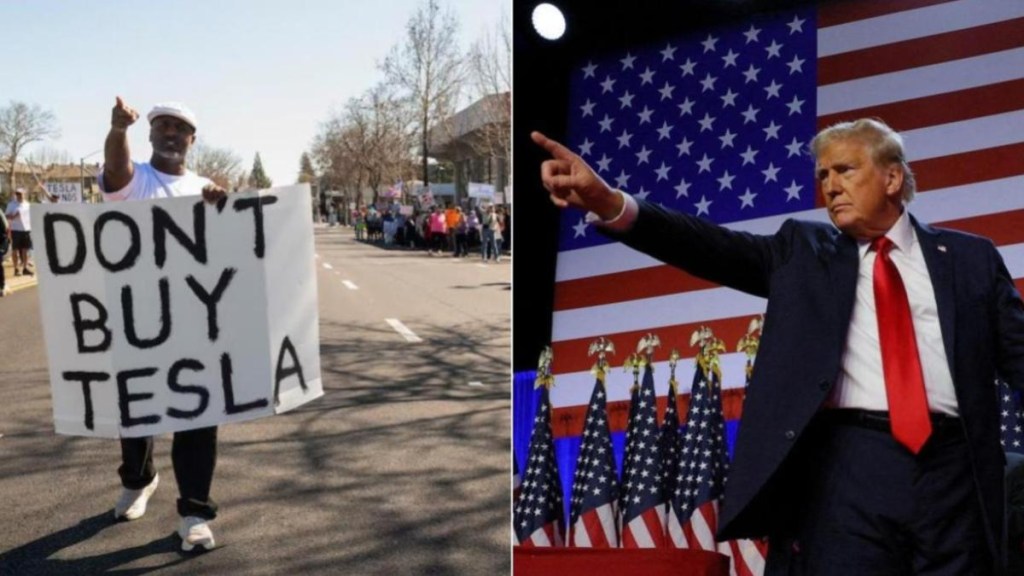 tesla protests, trump buys tesla, tesla white house, donald trump, elon musk, world news tesla protests, trump buys tesla, tesla white house, donald trump, elon musk, world news