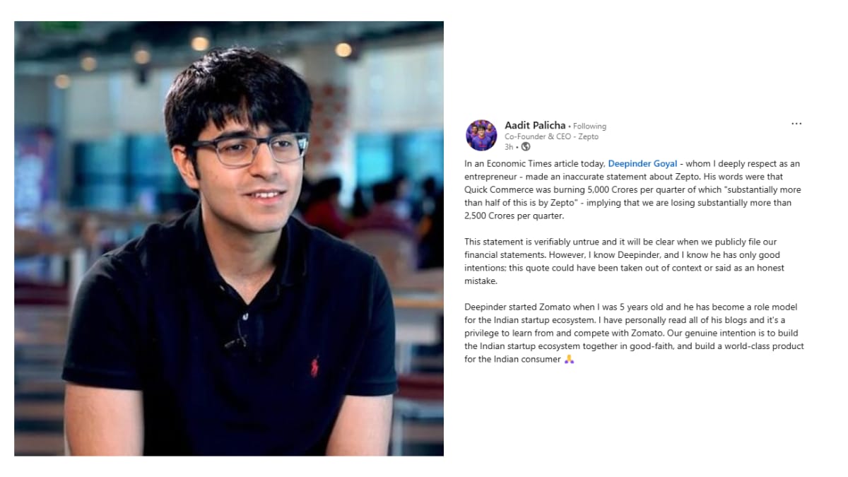 "This statement is verifiably untrue and it will be clear when we publicly file our financial statements. However, I know Deepinder, and I know he has only good intentions," Palicha said.