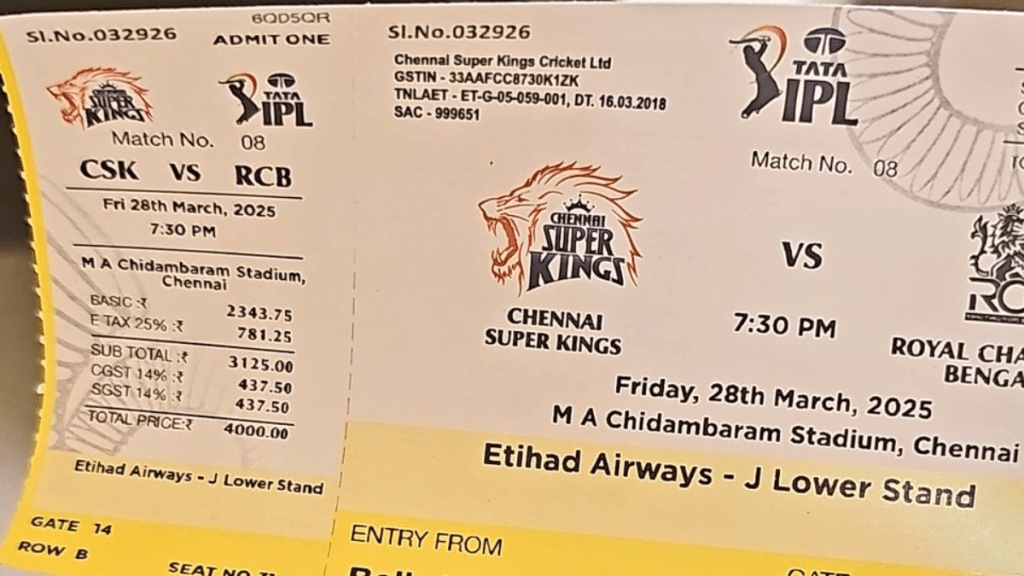 Tax on IPL tickets: A social media user pointed out that cricket fans who went to watch CSK vs RCB match in Chennai paid over 70% tax on their tickets.