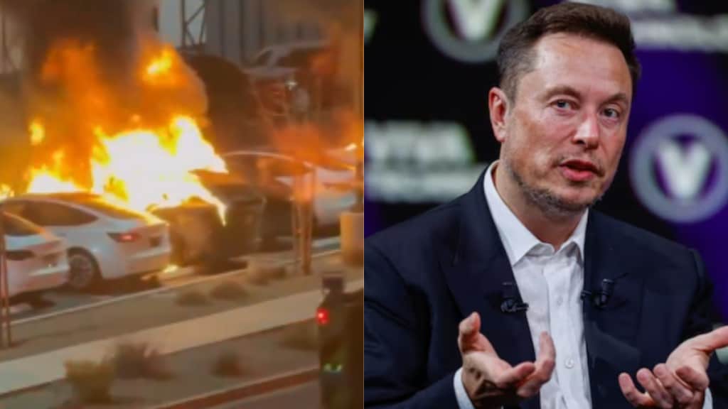 Elon Musk took to X (formerly Twitter) to share multiple videos from the Las Vegas service centre, showing Tesla vehicles engulfed in flames. He condemned the attack as “terrorism”.