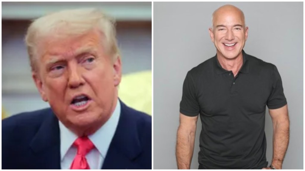Donald Trump made an angry call to Jeff Bezos after Amazon planned to display tariff surcharges on products as a transparency measure. Donald Trump made an angry call to Jeff Bezos after Amazon planned to display tariff surcharges on products as a transparency measure.