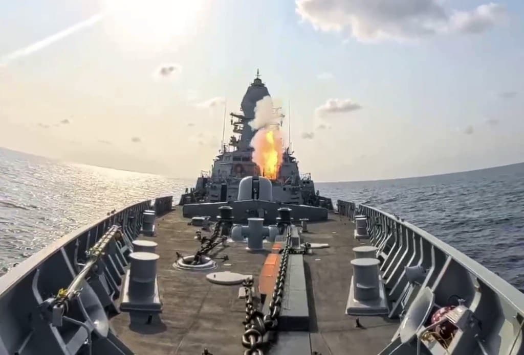 Navy's latest indigenous guided missile destroyer INS Surat successfully carries out precision cooperative engagement of sea skimming target