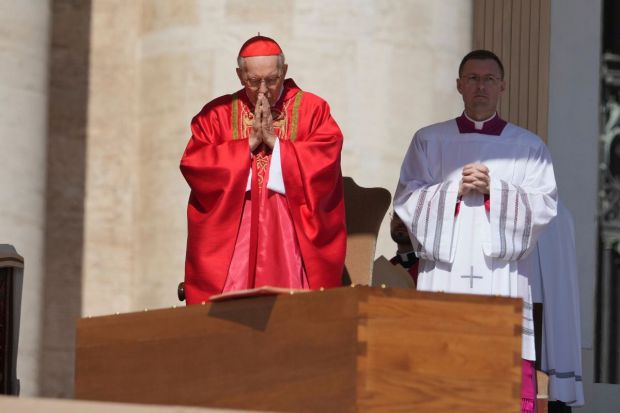 The open-air Mass was set to last 90 minutes. Being con-celebrated by 220 cardinals, 750 bishops, and more than 4,000 priests, sermon by Cardinal Giovanni Batista Re. (Image: AP)