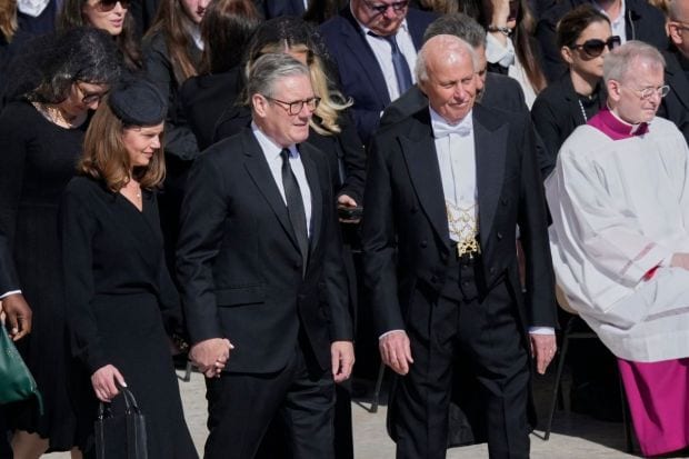 British Prime Minister Keir Starmer, and his wife Victori were also part of the ceremony.  The congregation entered a reflective silence before the gathering entered into a commendation for the Pope's soul's rest. (Image: AP)