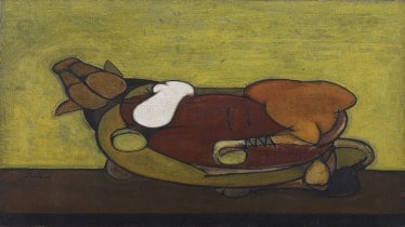 MF Husain, painting, Gram Yatra, Lifestyle, Guggenheim Museum, Bombay Progressive Artists