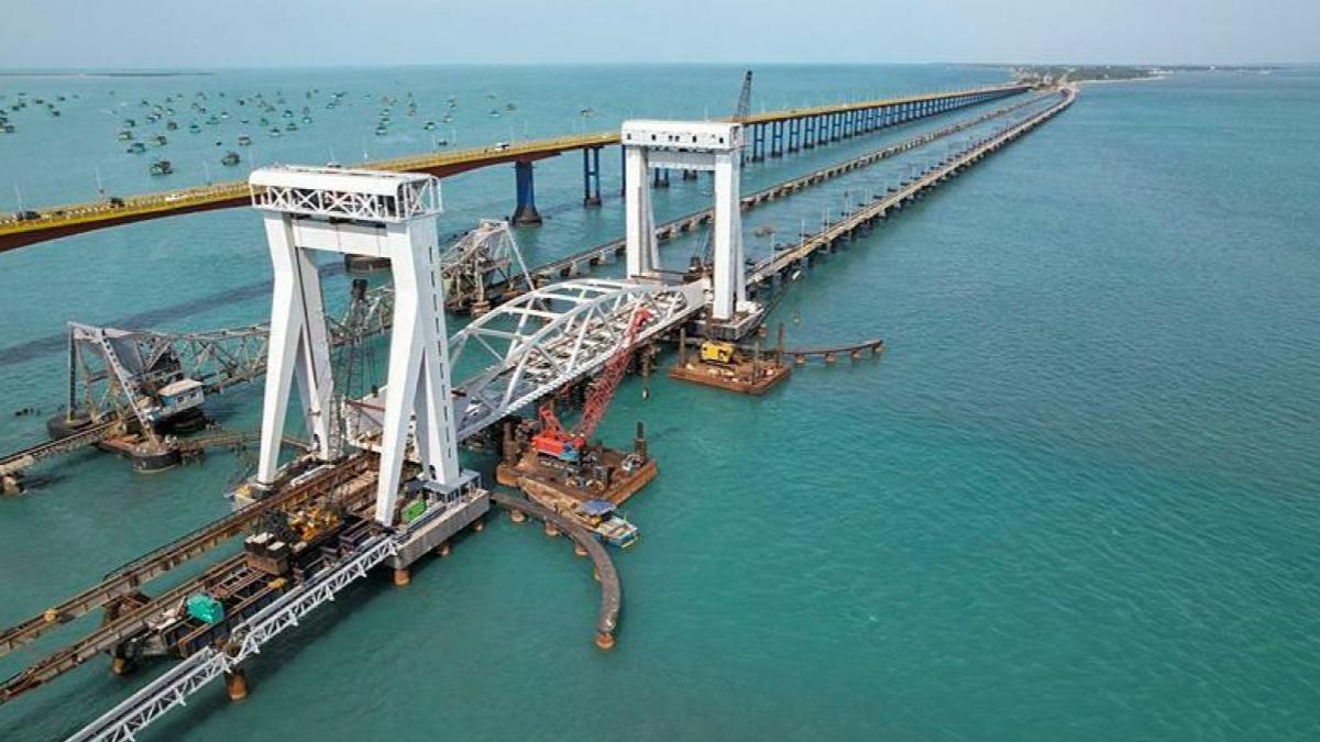 New Pamban Bridge, Tamil Nadu, Prime Minister Narendra Modi inaugurate pamban bridge, pamban bridge features, what's unique about pamban bridge, railway bridge in india, indian railways New Pamban Bridge, Tamil Nadu, Prime Minister Narendra Modi inaugurate pamban bridge, pamban bridge features, what's unique about pamban bridge, railway bridge in india, indian railways